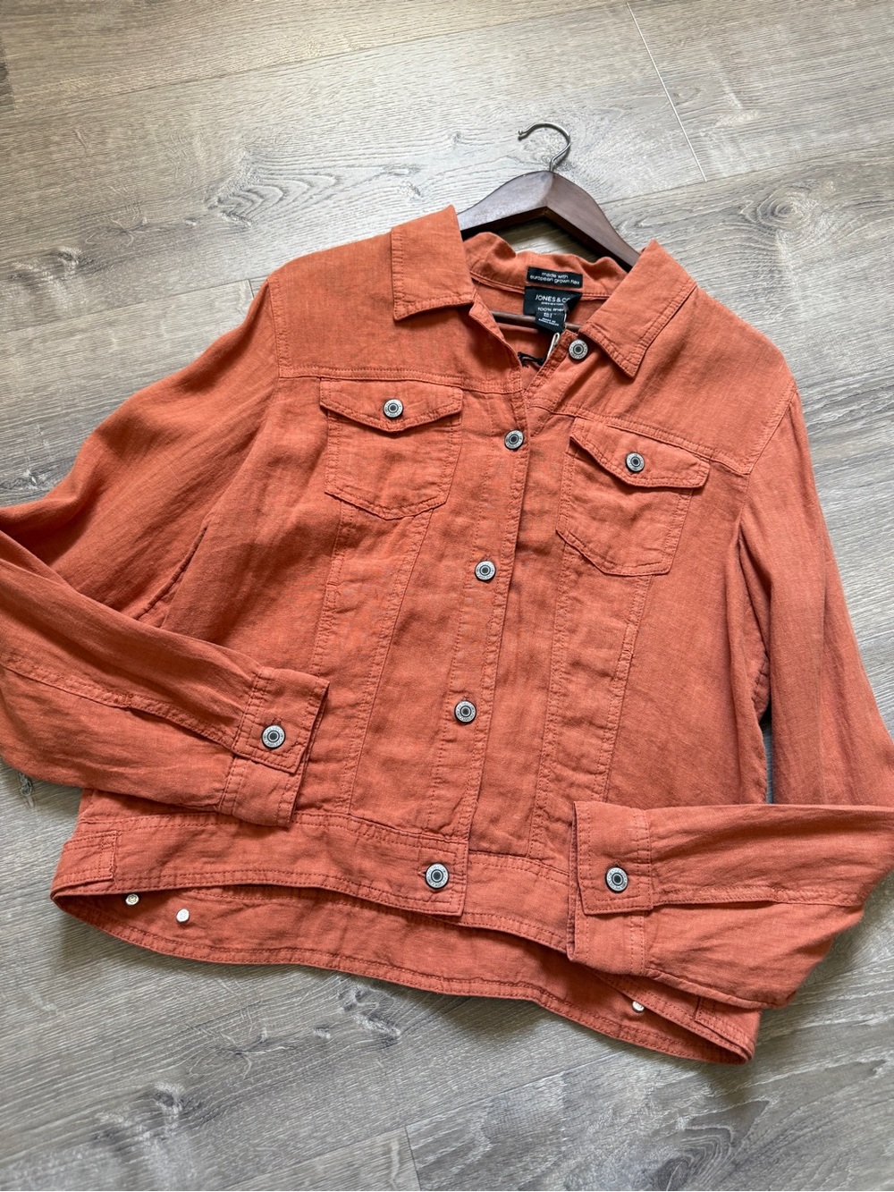 Jones New York Rust Orange Linen-Blend Jacket-size L- NWT